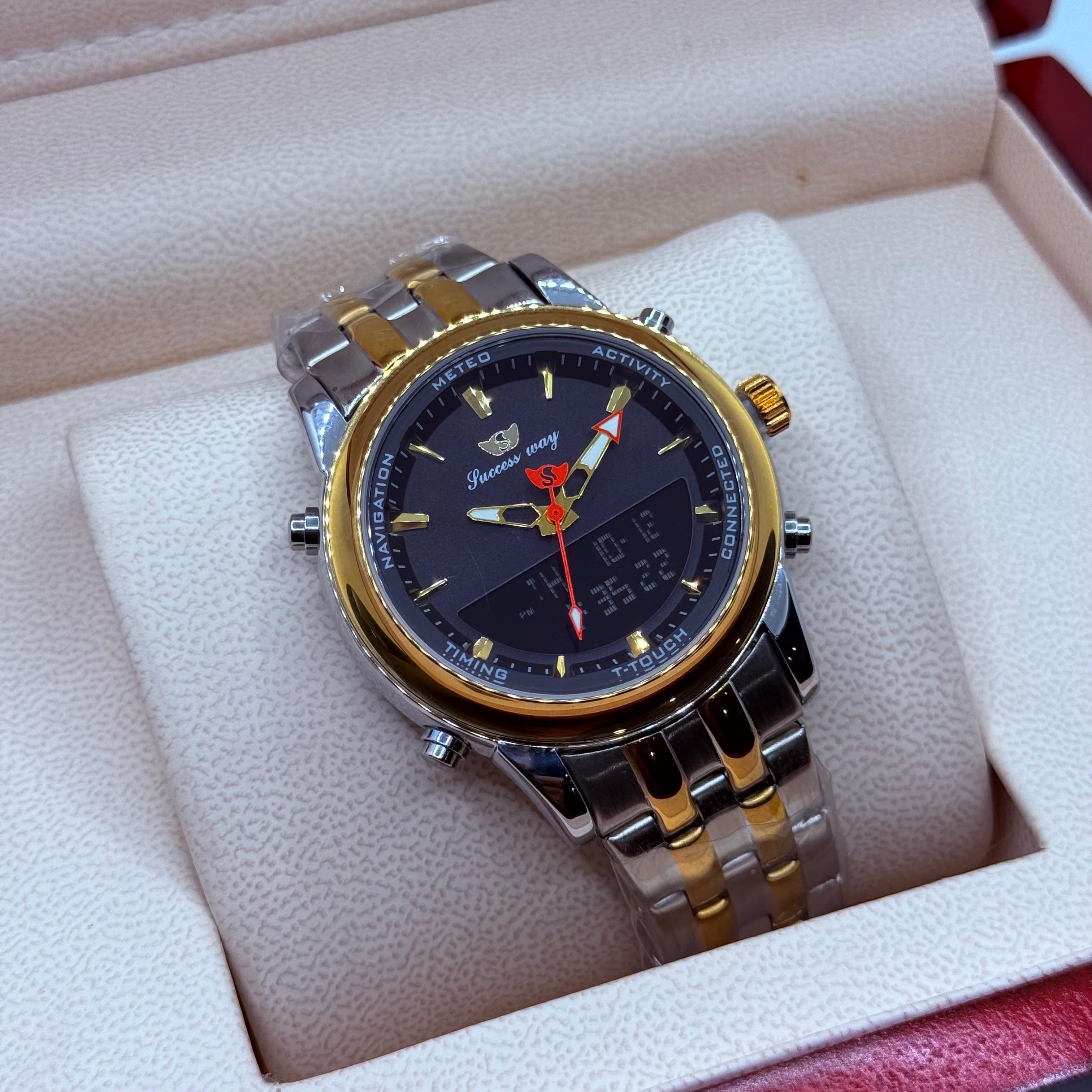 Dual time watch truetone  with black  dial