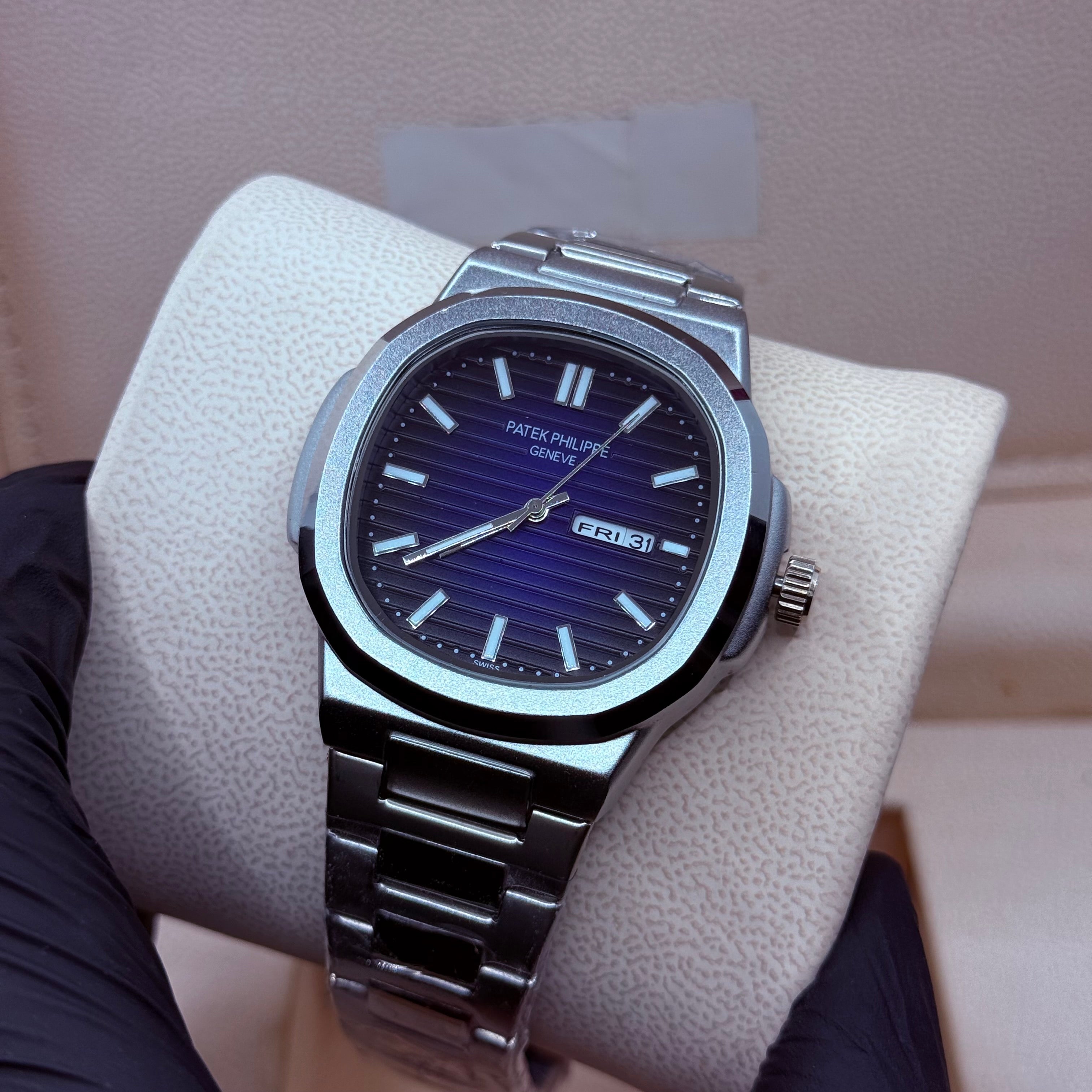 Patek philip silver with neavy blue dial