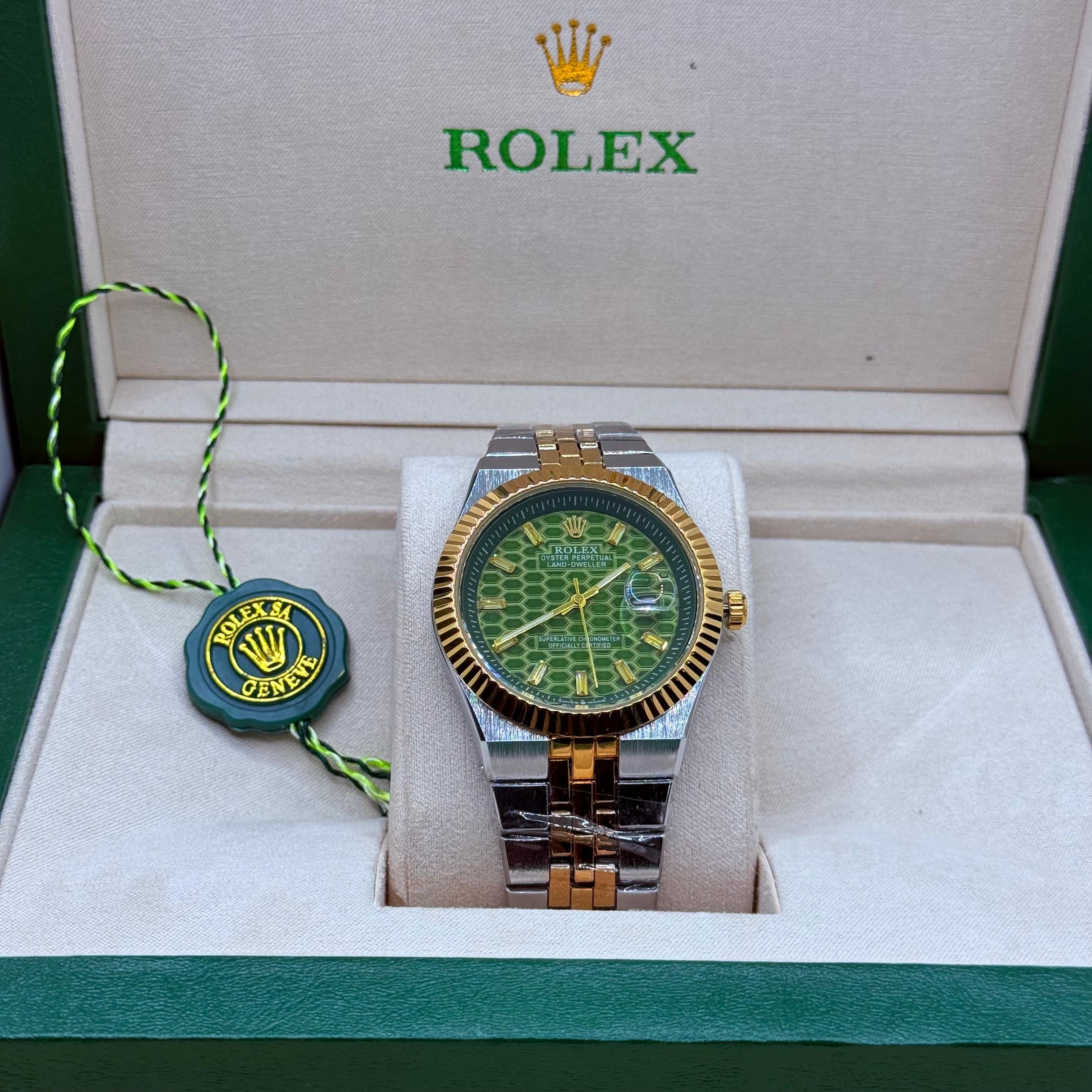 Rolex land dweller truetone with green dial
