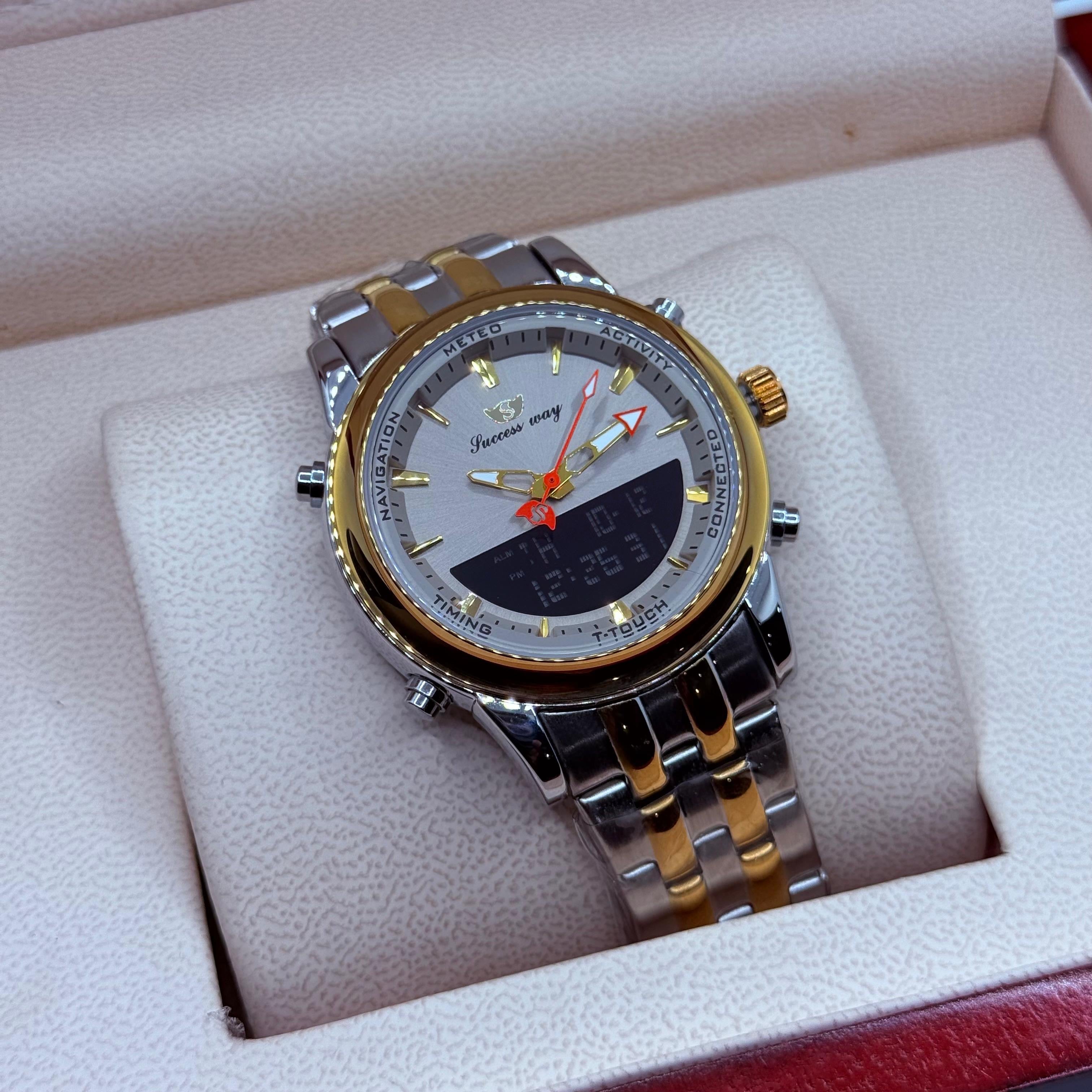 Dual time watch trueton with gray dial