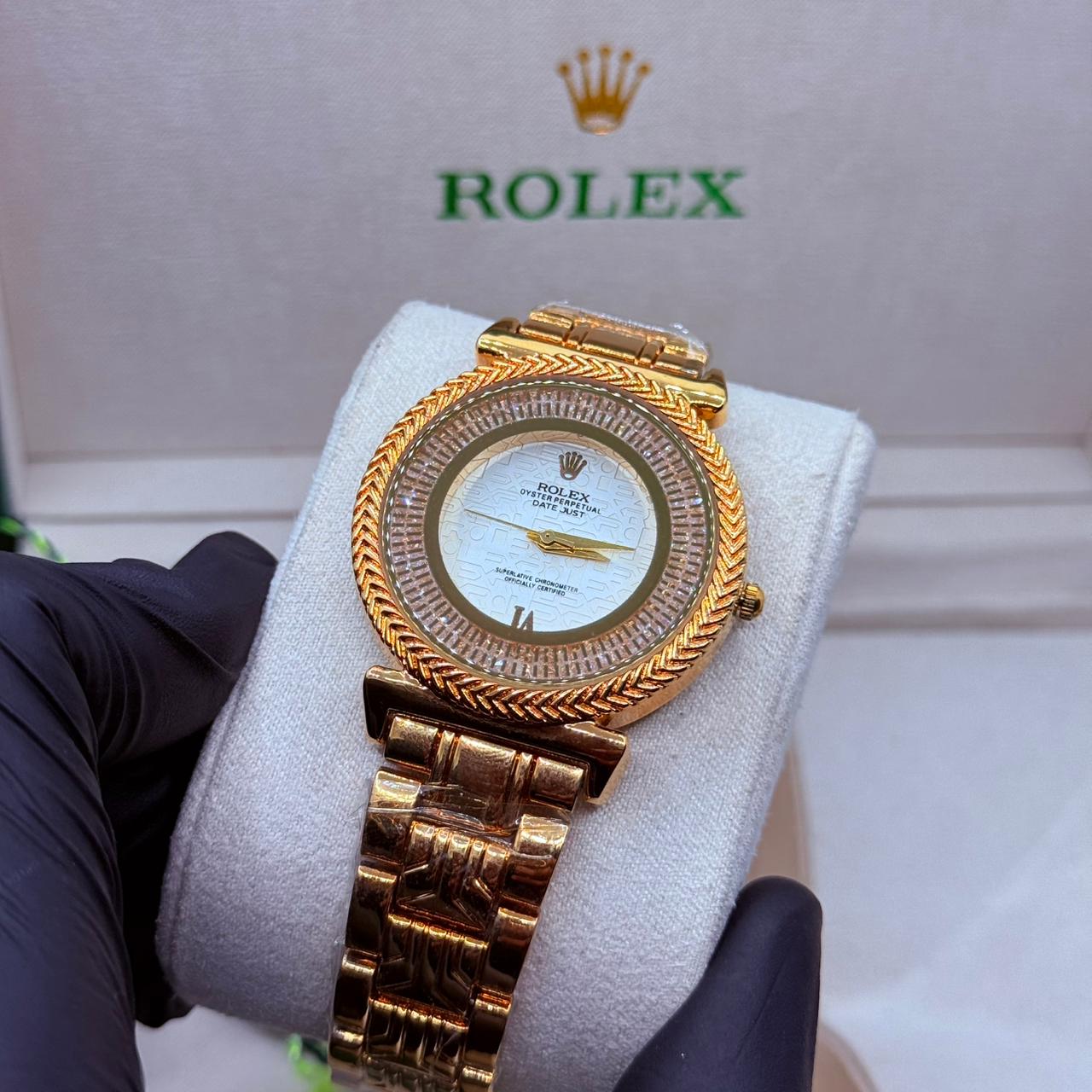 Rolex ledies date just golden with white