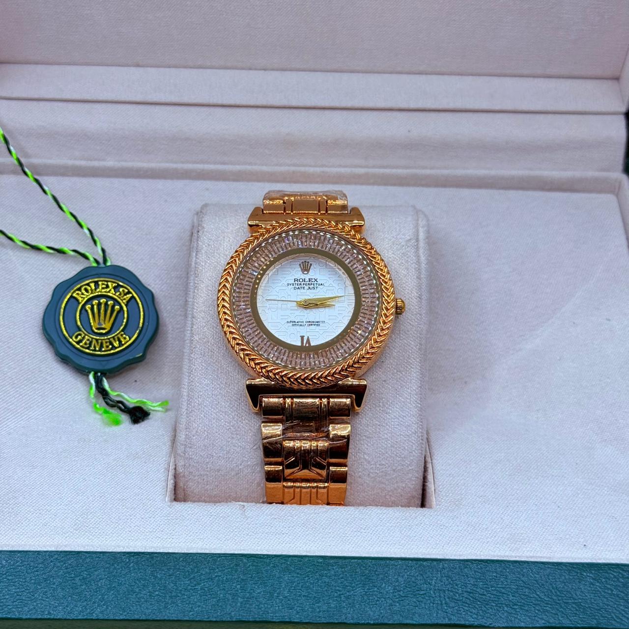 Rolex ledies date just golden with white